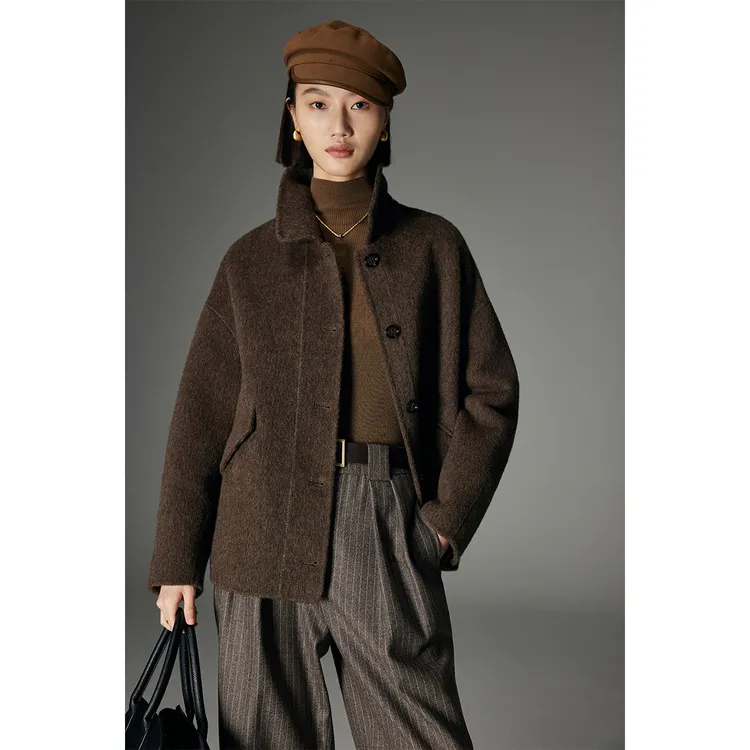 原形2024冬季新款高级感骆驼绒羊毛双面呢大衣U89534