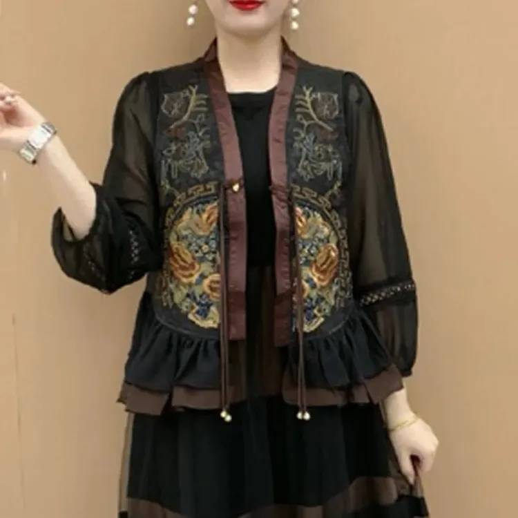 复古盘扣中国风刺绣马夹