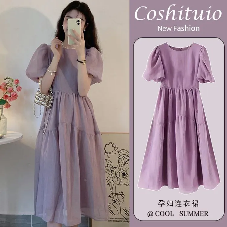 孕妇夏装连衣裙2024新款外出法式高级感夏款时尚宽松雪纺长裙夏季