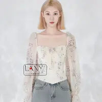 LANYI岚怡壹紫藤秘语鱼骨胸衣碎花优雅（仅胸衣带袖子）