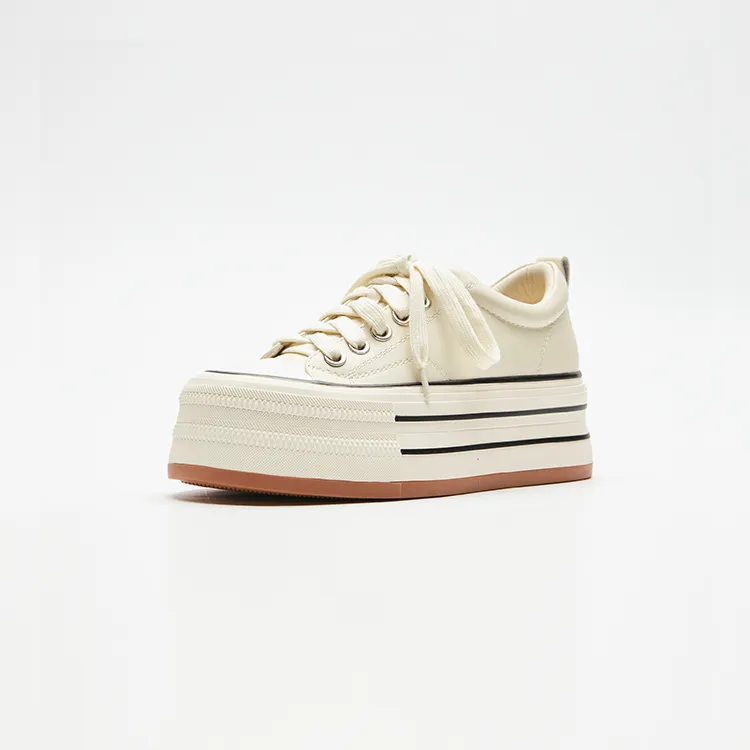 TXT厚底系带透气纯色平跟板鞋时尚休闲鞋百搭运动欧若假日风潮鞋