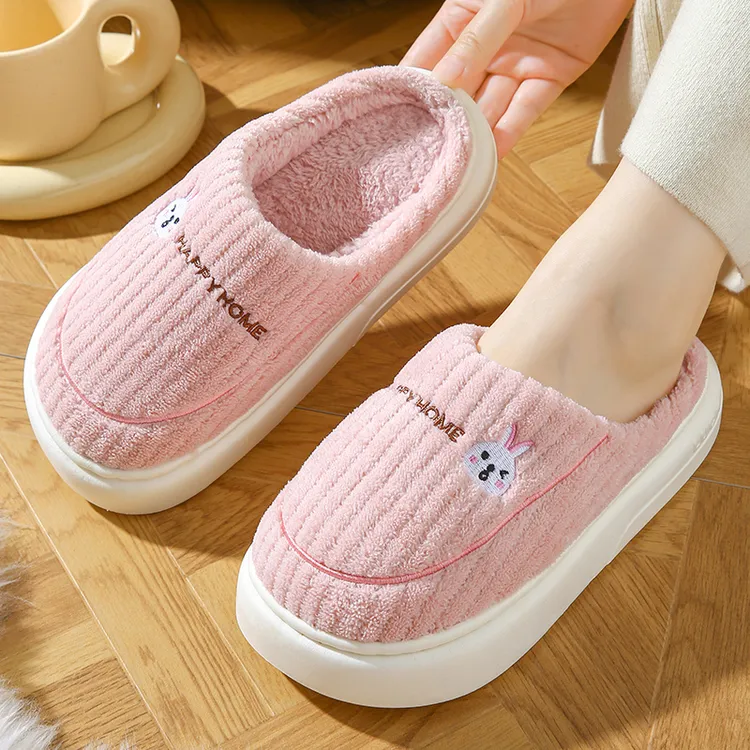 2025新品家居冬季底居家软底毛绒女保暖防滑卡通情侣棉拖鞋男