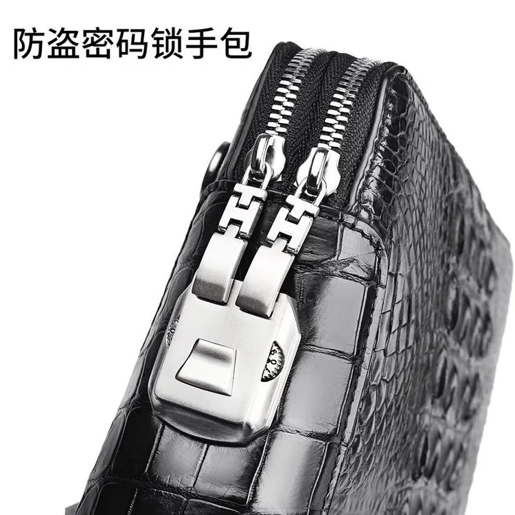尼罗鳄鳄鱼皮男士包手拿包大容量真皮包高档密码锁男士小型手拿包