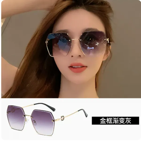 近视墨镜女防紫外线2023新款夏防晒无框有度数太阳镜男款开车