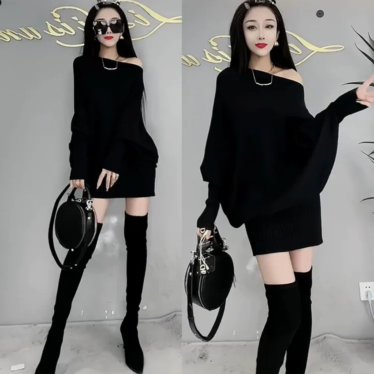 设计感小众显瘦不规则针织裙女欧货2024春季新款洋气百搭纯色短裙