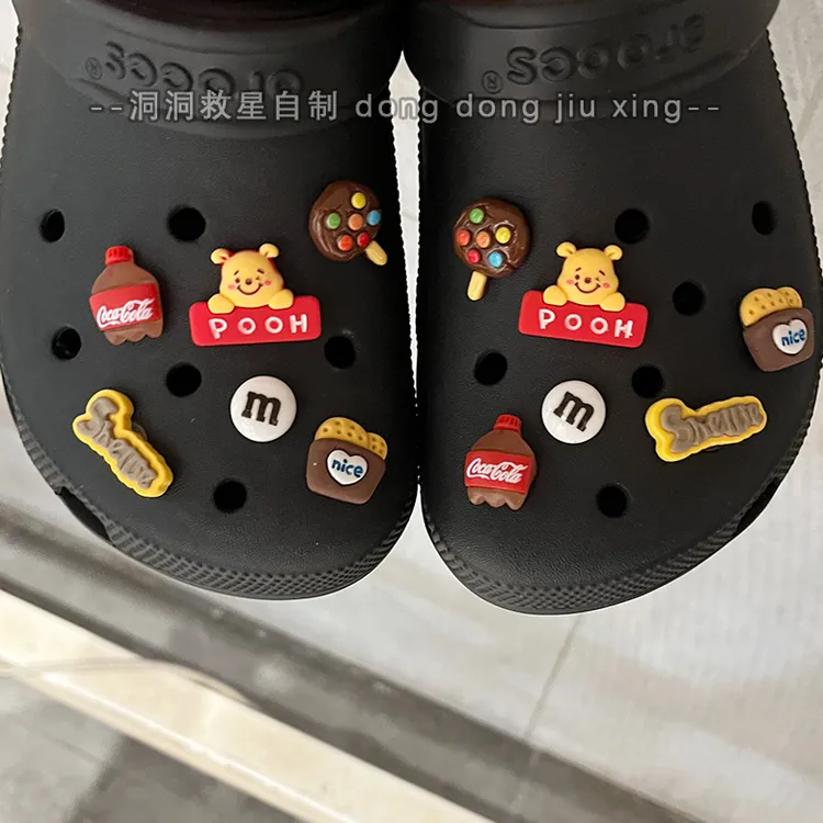 立体维尼熊鞋花配饰 洞洞鞋手工diy鞋花卡通鞋扣装饰扣通用百搭