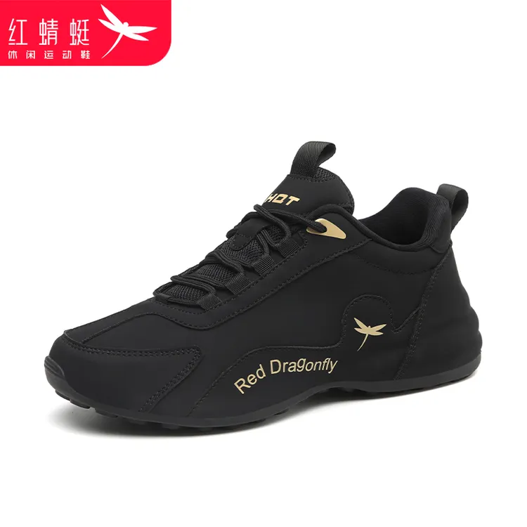 红蜻蜓冬季爆款女鞋皮面老爹鞋女厚底增高防水包底休闲运动鞋潮鞋