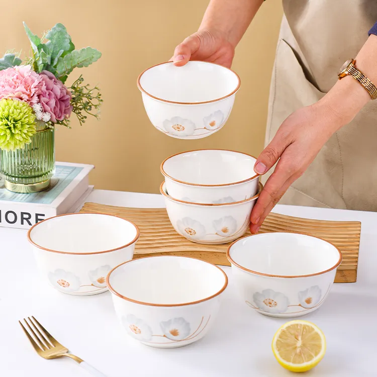 4.5英寸岁月静好碗8个装米饭碗家用陶瓷餐具