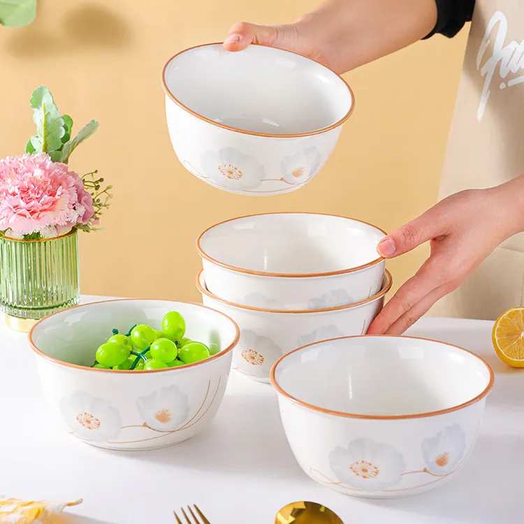 【芳姐工厂价】6.0英寸岁月静好碗4个装汤碗家用陶瓷餐具