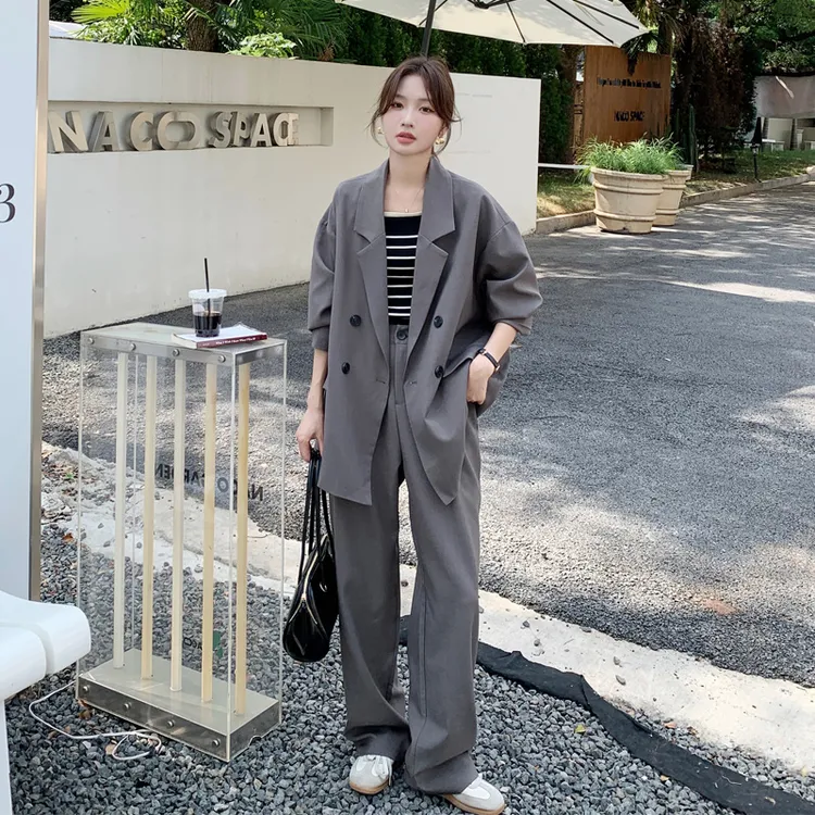 西装套装裤女2024初秋新款小众不撞款韩系高级感休闲风西服两件套