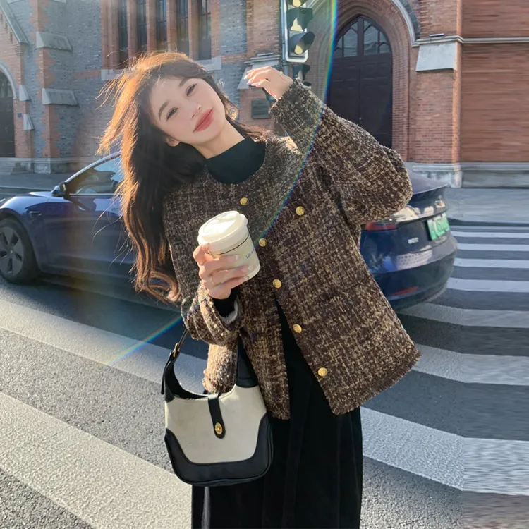 法式小香风套装裙女2025秋冬新款氛围感气质名媛轻熟风外套连衣裙