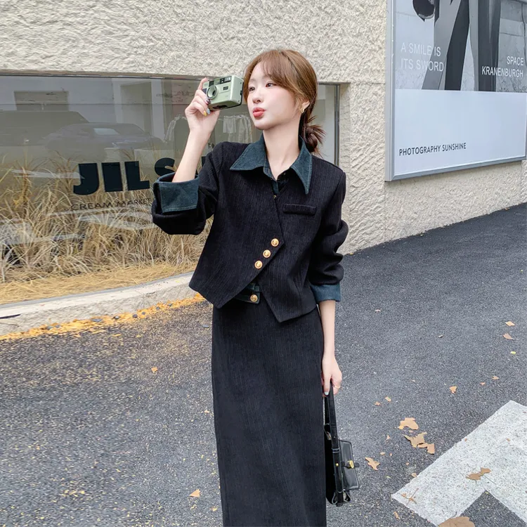 轻熟风套装裙女2025早秋新款复古高级感韩系省心穿搭小香风两件套