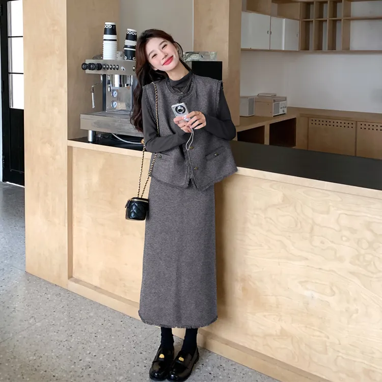 高级感入秋搭配一整套2025新款复古轻奢省心穿搭韩系小香风三件套