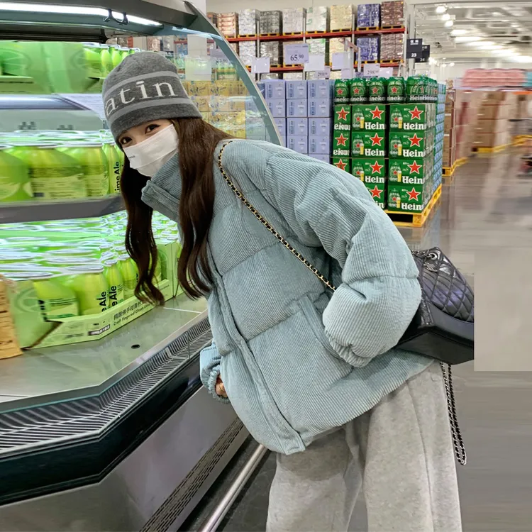 灯芯绒棉服外套女2025冬季新款小个子超好看韩系慵懒风短款面包服