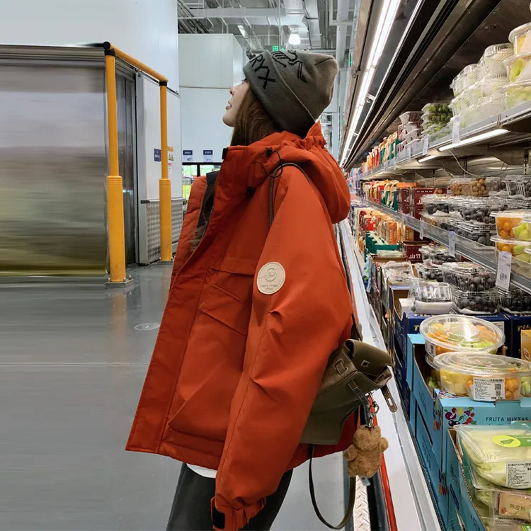 工装风羽绒服女2025冬季新款加厚白鸭绒内胆韩系穿搭冲锋衣外套潮