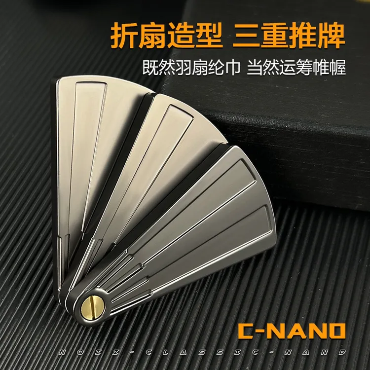 新款折扇解压玩具跨境推牌edc玩具指尖陀螺金属减压啪啪币