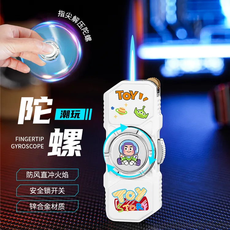 爆款卡通巴斯光年打火机创意防风高颜值个性指尖陀螺打火机蛇头