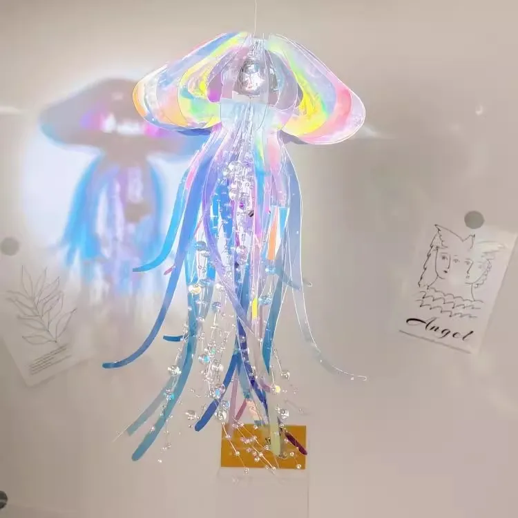 星河水母风铃小夜灯手工diy材料包炫彩亚克力送女朋友闺蜜礼物