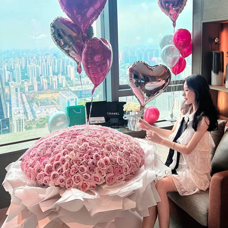 成品真花99/199/999朵红粉玫瑰花束鲜花速递同城配送女友生日求婚
