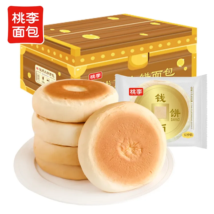 桃李面包钱币大饼面包红豆夹心主食早餐爆款零食即食食品85g*8袋