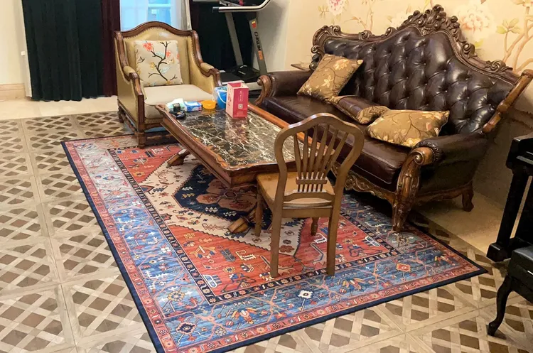 客厅沙发茶几垫地毯卧室床边地毯飘窗阳台榻榻米颗粒底防滑复古图