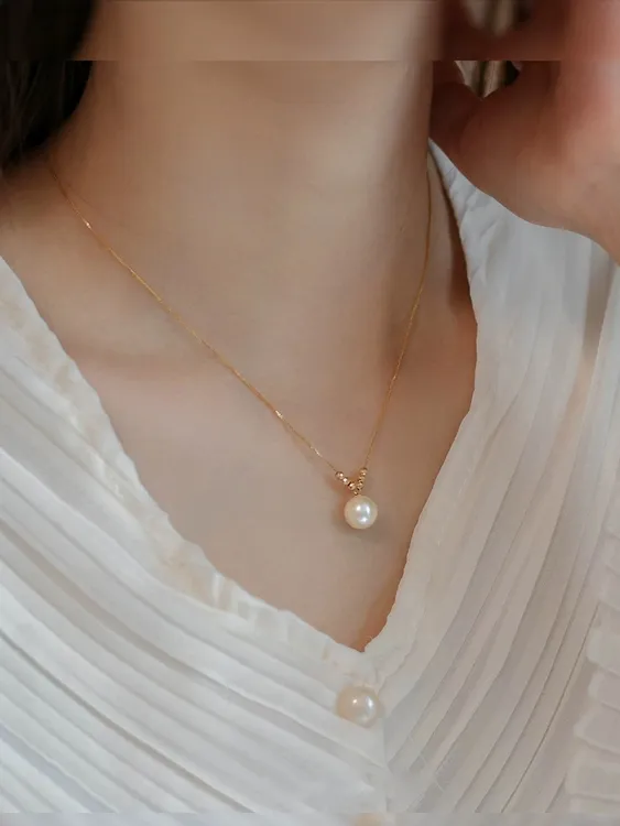 Ben.S本饰 肖邦链天然淡水珍珠金项链女轻奢锁骨链送女友礼物A314