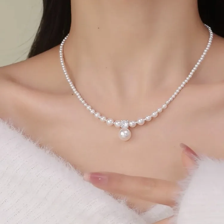 坠链均925银 Ben.S本饰正圆强光施家珠珠王妃钻A155法式尤莱特