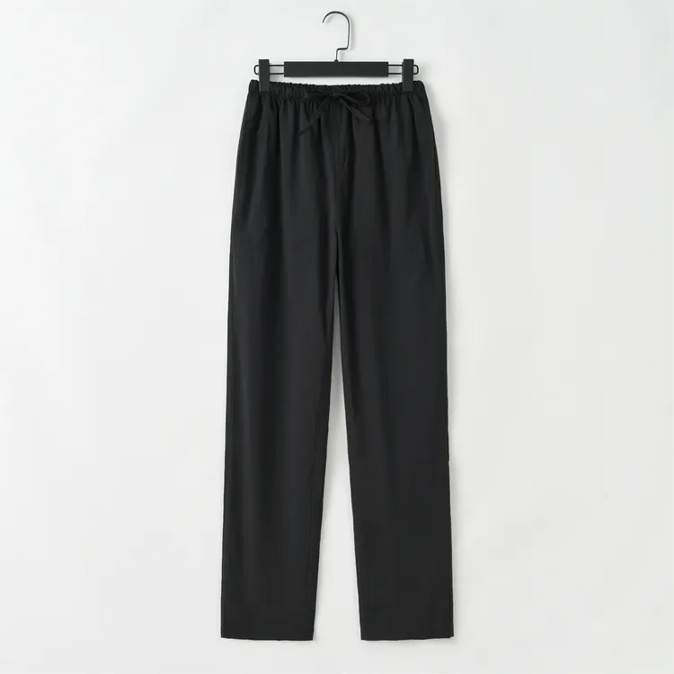 休闲裤直筒男士时尚百搭宽松春夏薄款舒适户外棉麻休闲裤松紧腰