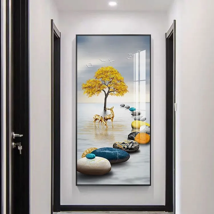 玄关墙贴自粘装饰画现代简约走廊壁画入户客厅轻奢贴纸画过道进门