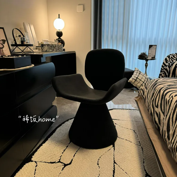 新面料化妆椅轻奢高级感梳妆凳可旋转卧室女奶油风靠背餐桌椅极简