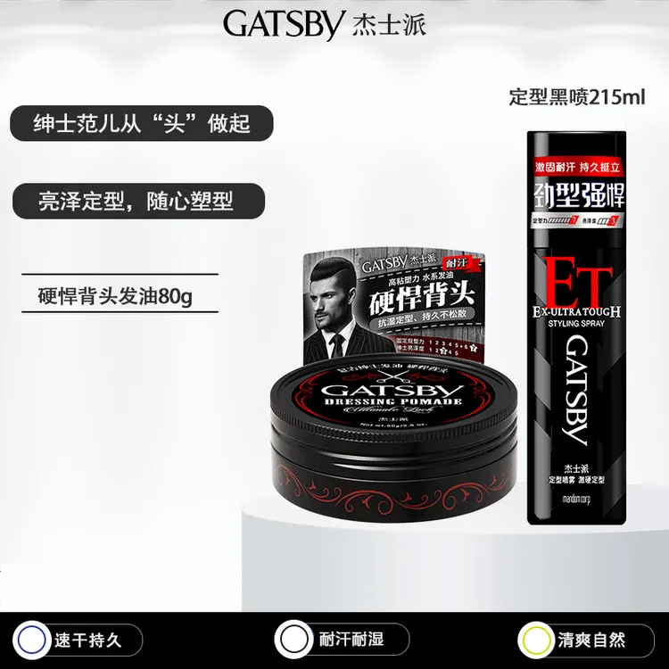 【背头发油】男士复古绅士发油硬悍背头80g/盒 Gatsby/杰士派理发