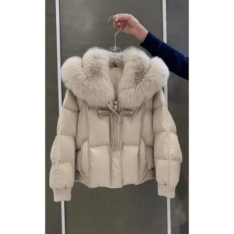 韩版洋气面包服冬新款小香风保暖加绒加厚大毛领棉服百搭2025外套