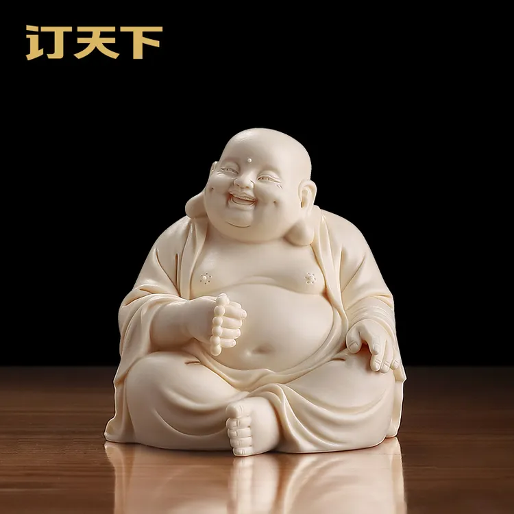 《提珠弥勒》陶瓷弥勒笑佛摆件中式客厅书房茶室茶桌装饰禅意摆设