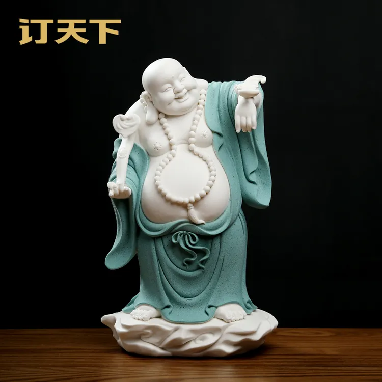 【福利款】《福在眼前》陶瓷弥勒笑佛摆件中式客厅博古架摆件乔迁礼品