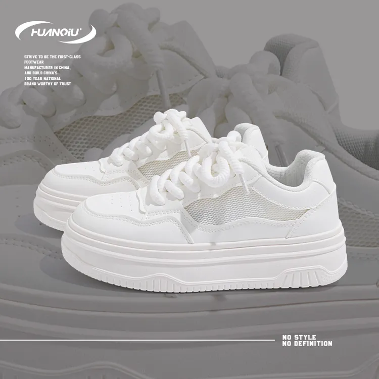 环球网面透气小白鞋女款2025新款冬季配裙子女鞋爆款百搭厚底板鞋