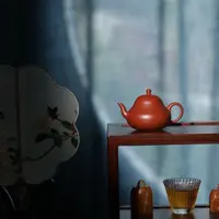 【利贞l小壬寅鸣远梨式】九瀚制 原矿大红袍黑骨烧 约90cc 紫砂壶