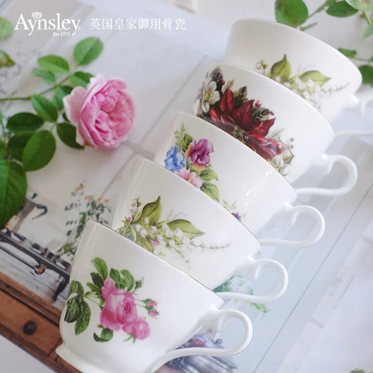 Aynsley安斯丽【月份花】系列咖啡杯 欧式家用简约骨瓷茶咖杯