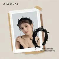 黑色高级感宽边褶皱蝴蝶结发箍时尚百搭高颅顶气质压碎发新款发饰