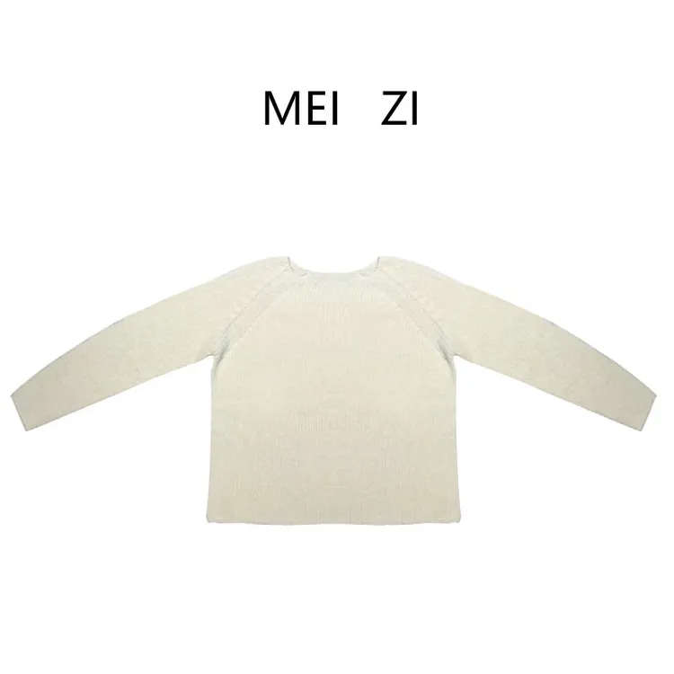 【美子】韩系颗粒感毛衣秋季新款时尚百搭显瘦慵懒系侧边银标短毛衣