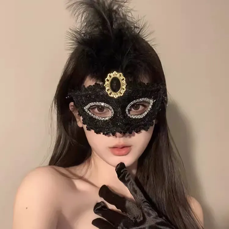 非金属树脂婚庆饰品 神秘羽毛舞会面具半脸面罩化妆舞池派对个性