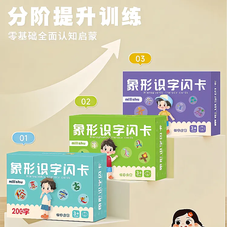 儿童象形识字卡3-6岁宝宝早教启蒙认汉字卡片基础生字卡早教闪卡1