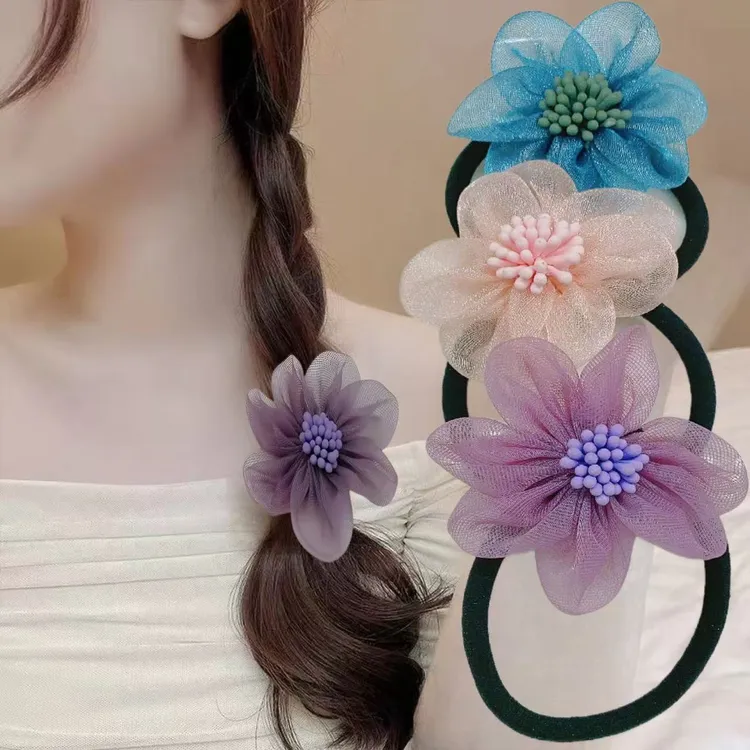 韩版高弹力头绳皮筋扎头发布艺发绳高马尾小清新气质百搭发圈发饰