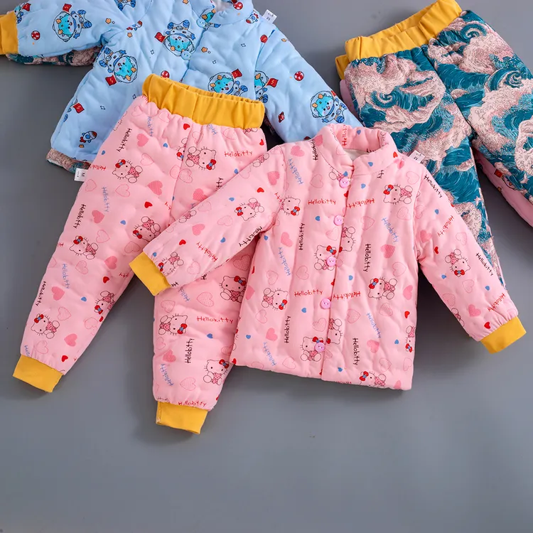 中大童纯棉花手工棉衣套装男女宝宝秋冬加厚款棉袄婴儿童棉裤内胆