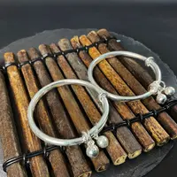足银银制品 《苗家阿美》①儿童铃铛手镯一对999足银