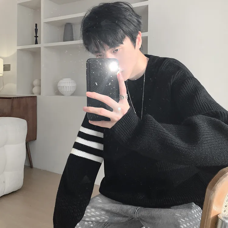 好看卫衣毛衣男秋冬宽松慵懒风高级感日系复古保暖内搭打底针织衫