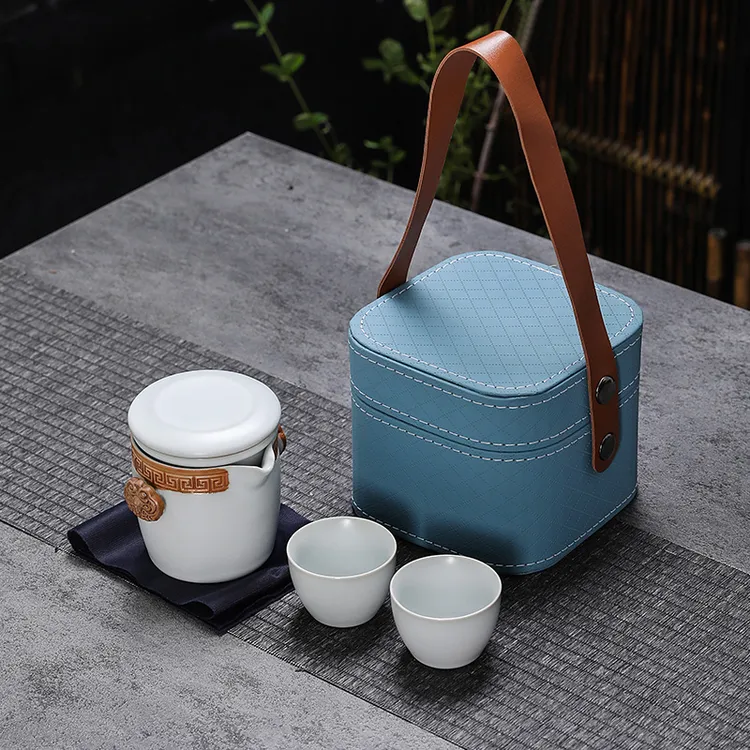 【步云堂】便携式茶壶户外旅游陶瓷旅行茶具简约车载过滤手提白瓷杯