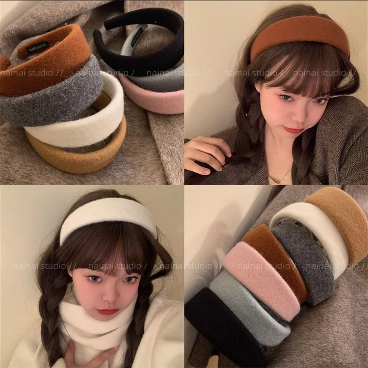 毛呢宽边发箍复古港风高颅顶头箍2024秋冬新款外出网红ins发饰女
