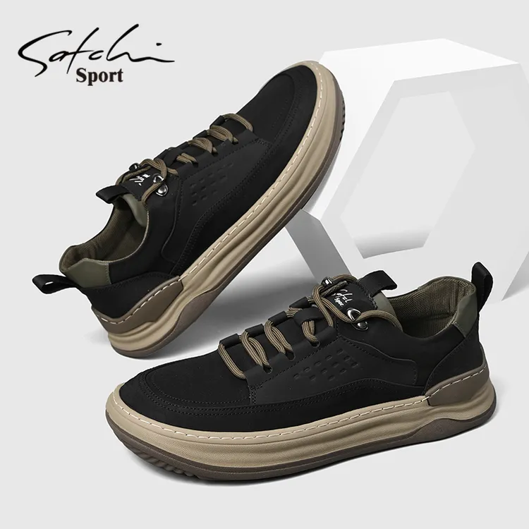 沙驰男鞋男士冬季新款商务休闲鞋2025厚底低帮轻奢时尚通勤爸爸鞋