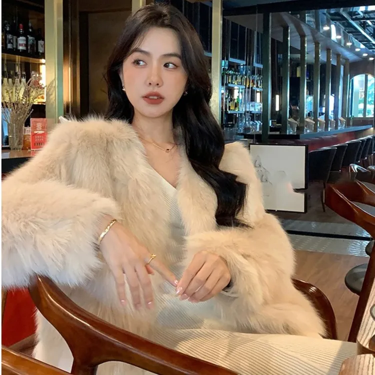秋冬新款棉衣棉服短款环保毛毛外套毛毛绒外套女