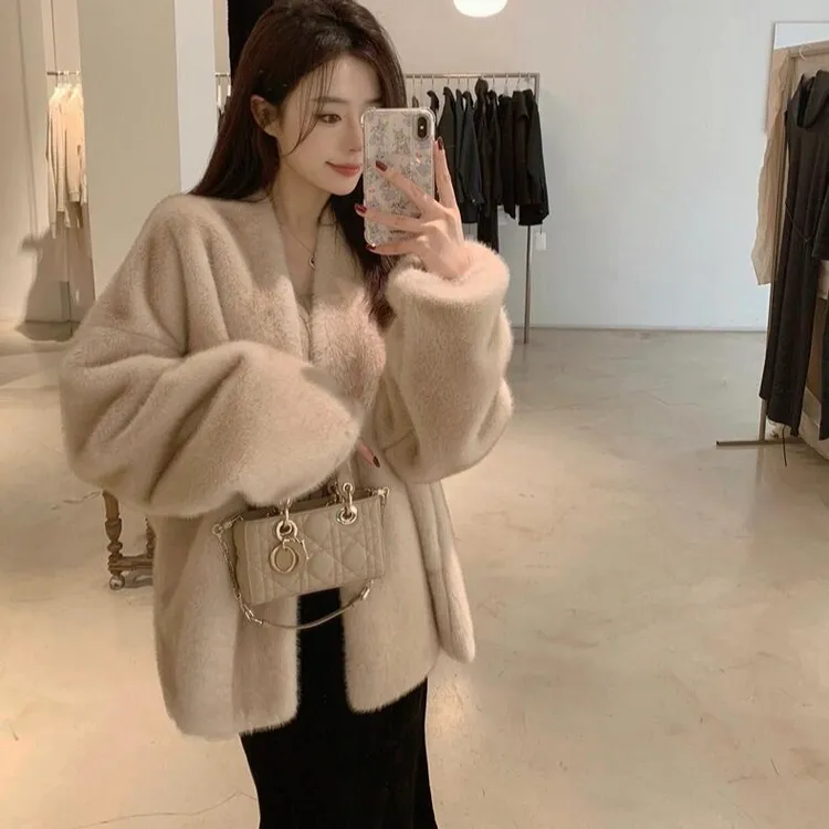 人造皮草 毛毛外套秋冬季毛绒中长款女